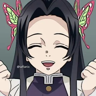 🌸 @safianix anime, garota, borboleta, sorrindo, feliz telegram sticker