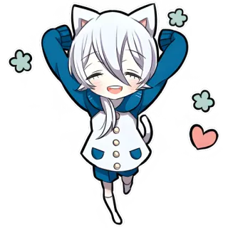 🥳 จิบิ, แมว, อนิเมะ, คาวาอิ, น่ารัก, สติกเกอร์ telegram sticker