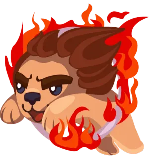 🐯 собака, огонь, мультфильм, животное, милый, пламя, питомец telegram sticker