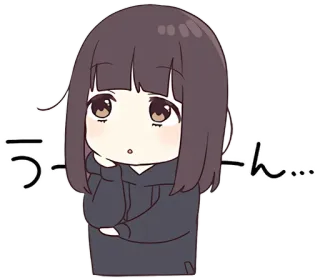 🧐 うーん... Anime, Manga, Chica, Pensando, Dibujos animados, Expresión, Lindo telegram sticker