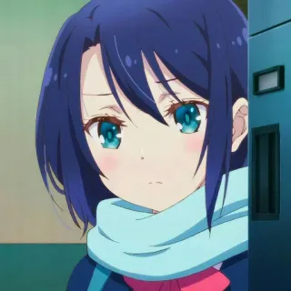 🧊 anime, ragazza, carina, personaggio, capelli blu whatsapp sticker