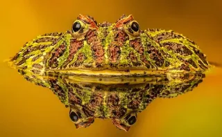 👿 grenouille, amphibien, faune, nature, animal, eau, reflet whatsapp sticker