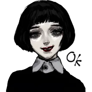 👍 OK иллюстрация, портрет, цифровое искусство, лицо, женщина, рисунок telegram sticker