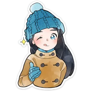 ⭐ musim dingin, imut, anime, gadis, jempol ke atas, kartun telegram sticker