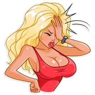 🤦‍♀️ mujer, dibujos animados, facepalm, rubia, decepción, expresión whatsapp sticker