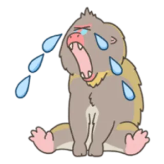 😭 triste, pleurer, singe, dessin animé, larmes, contrarié telegram sticker