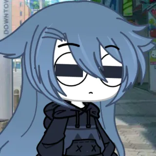 🫂 DOWNTOW anime, gacha, blue hair, downtown telegram sticker