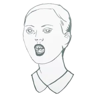 😲 ภาพประกอบ, ภาพเหมือน, อ้าปาก, ผู้หญิง, เพศหญิง telegram sticker