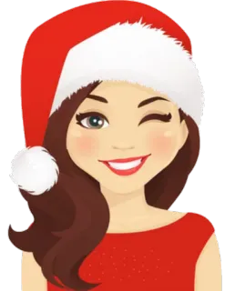 😉 weihnachten, weihnachtsmütze, frau, feiertag, festlich, mädchen, zwinkern whatsapp sticker