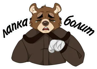 😥 лапка болит クマ, 怪我, 悲しい, 足, 痛い, ロシア telegram sticker