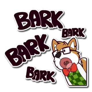 🐶 BARK BARK BARK perro, ladrido, dibujo animado, animal, gafas, pajarita telegram sticker