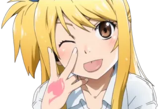 😜 Lucy Heartfilia Fairy Tail Anime, Fairy Tail, Lucy Heartfilia, Dibujos animados, Chica, Mago whatsapp sticker