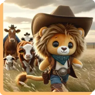 👩‍🔧 lew, kowboj, zwierzęta, słodkie, ranczo, kapelusz, western whatsapp sticker
