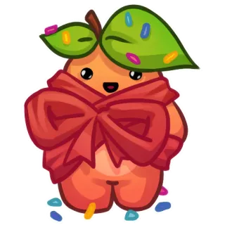 🎁 orange, fruit, cute, kawaii, bow, leaves, sprinkles, cartoon telegram sticker