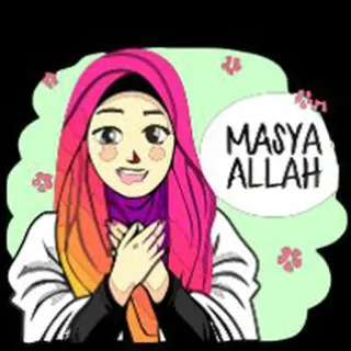 😇 MASYA ALLAH женщина, хиджаб, ислам, мусульманин, религиозный, выражение, благодарный whatsapp sticker