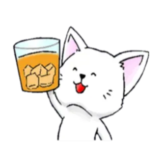 🥃 chat, boisson, glace, dessin animé, animal telegram sticker