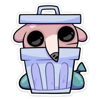 🗑 dog, trash can, garbage, cartoon, animal, sticker whatsapp sticker