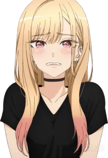 😢 anime, girl, sad, crying, blonde hair, emotional telegram sticker