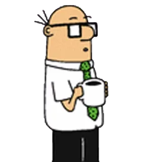 😯 Dilbert Dilbert, cartoon, office worker, coffee, comic strip telegram sticker
