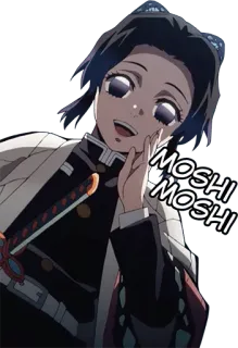 👋 Shinobu Kocho Demon Slayer MOSHI MOSHI アニメ, 胡蝶しのぶ, 鬼滅の刃, 漫画, もしもし telegram sticker