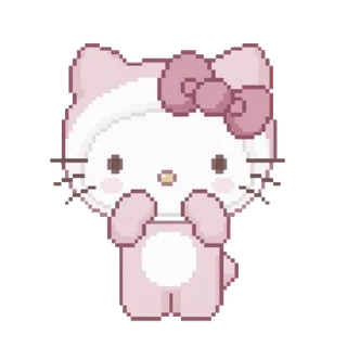 ☺️ Hello Kitty Hello Kitty, gato, dibujos animados, kawaii, lindo, rosa, pixel art telegram sticker