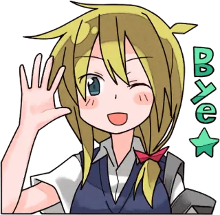 👋 Bye Garota anime, Tchau, Acenar, Desenho animado, Saudação, Kawaii telegram sticker