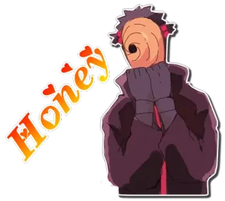 ☺️ Obito Uchiha Naruto Honey anime, character, mask, hearts, love, cute, Obito telegram sticker