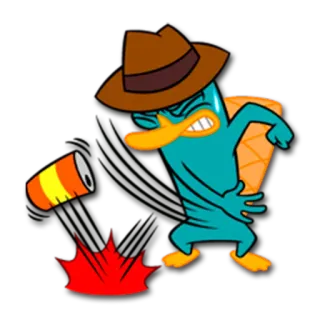 😤 Perry Phineas and Ferb Perry l'ornitorinco, Phineas e Ferb, Cartone animato, Personaggio, Ornitorinco, Agente, Animazione telegram sticker