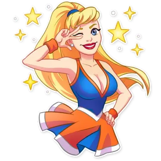 ✨ Frau, blond, Cheerleader, Sport, Schönheit, Cartoon telegram sticker