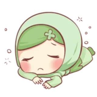 😔 süß, Cartoon, verschlafen, traurig, Anime whatsapp sticker
