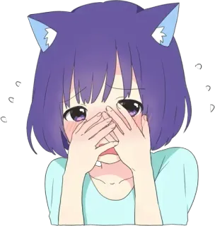 🙈 Anime, Kocie uszy, Słodkie, Dziewczyna anime telegram sticker