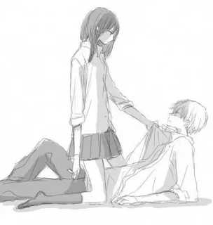 🖤 アニメ, カップル, 制服, 恋愛 telegram sticker