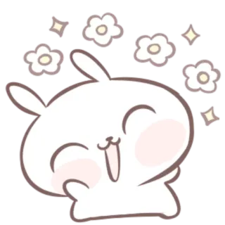 🍒 conejo, lindo, dibujos animados, conejito, brillos, flores, feliz, animal telegram sticker