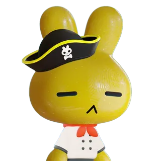 🐰 coelho, pirata, personagem, amarelo, animal, desenho animado, caveira, chapéu telegram sticker