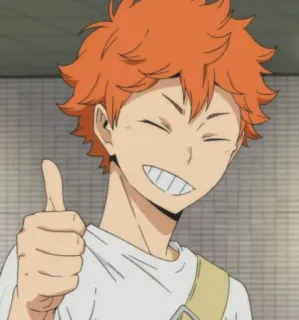 👍 Hinata Shoyo Haikyuu!! Anime, Haikyuu, Hinata Shoyo, Personaggio, Pollice in su, Carino telegram sticker