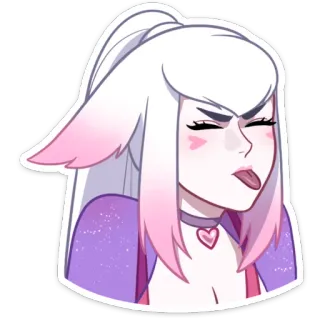 😛 Anime, Dessin animé, Personnage, Fille, Autocollant, Langue, Visage whatsapp sticker