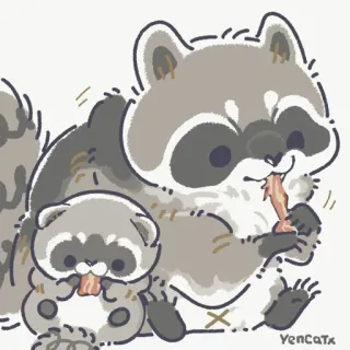 🥓 raccoon, animal, cute, cartoon, baby telegram sticker