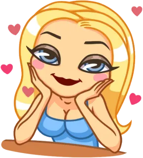 💕 Frau, blond, Herzen, Cartoon, Sticker whatsapp sticker
