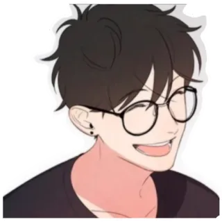 😄 orang, pria, kartun, kacamata, senyum, karakter telegram sticker