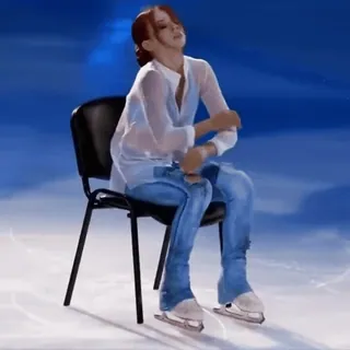 🤦♀️ patinage sur glace, femme, chaise, intérieur, patins telegram sticker