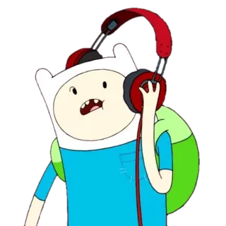 🎧 Finn Adventure Time Cartoon, Figur, Adventure Time, Finn, Kopfhörer telegram sticker