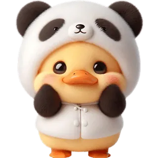 🤗 pato, panda, lindo, dibujos animados, animal, chibi, kawaii telegram sticker