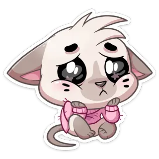 😫 gato, triste, fofo, kawaii, desenho animado, animal, adesivo whatsapp sticker
