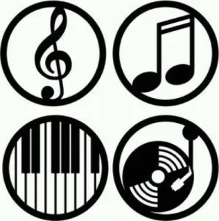 🎵 musique, notes de musique, piano, platine vinyle, dj, icônes musique telegram sticker