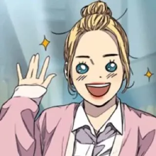🌟 cartone animato, sorriso, bionda, donna, scintillio telegram sticker