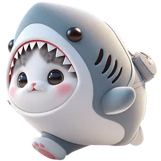 🏃 kot, rekin, słodki, zwierzę, zwierzę domowe, kreskówka telegram sticker