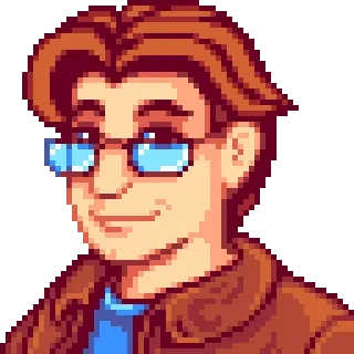 😊 Harvey Stardew Valley Stardew Valley, Harvey, Videojuego, Pixel art telegram sticker