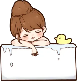 🛁 mujer, dormilón, pato, dibujos animados, relajarse, siesta whatsapp sticker