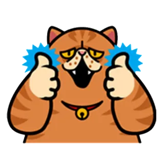👍 кот, палец вверх, эмодзи, животное, позитив, счастливый whatsapp sticker