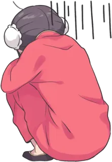 😞 sad, crying, anime, squatting, upset, emotional telegram sticker